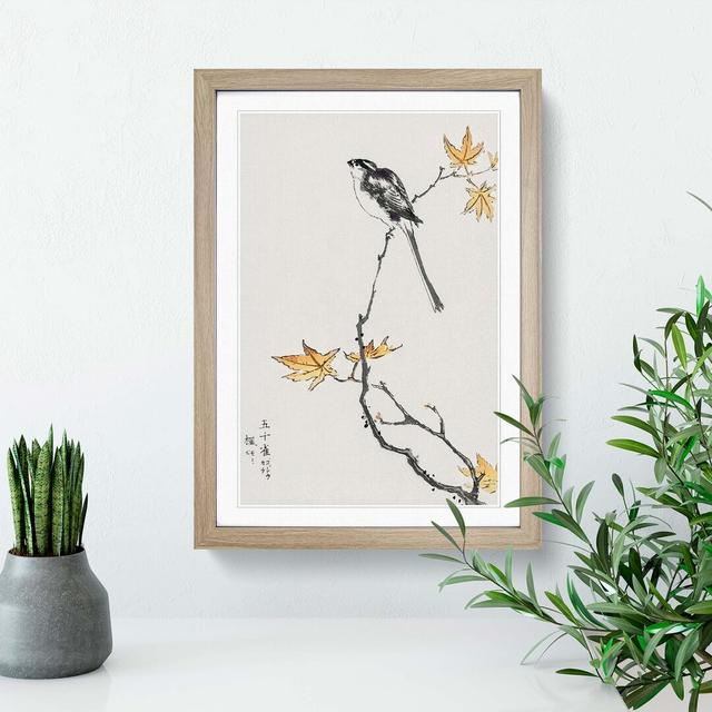 Long-Tailed Tit & Maple Tree by Numata Kashu - Picture Frame Painting Print East Urban Home Size: 60cm H x 40cm W x 2cm D, Frame Option: Oak on Productcaster.