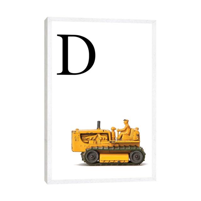 D Bulldozer Yellow White Letter - Print on Canvas Williston Forge Size: 101.6cm H x 66.04cm W x 3.81cm D, Format: White Framed on Productcaster.