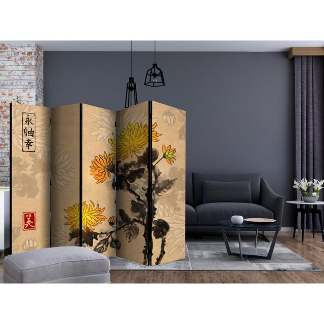 Guilfucci 225cm W x 172cm H 5 - Panel Solid Wood Folding Room Divider East Urban Home on Productcaster.