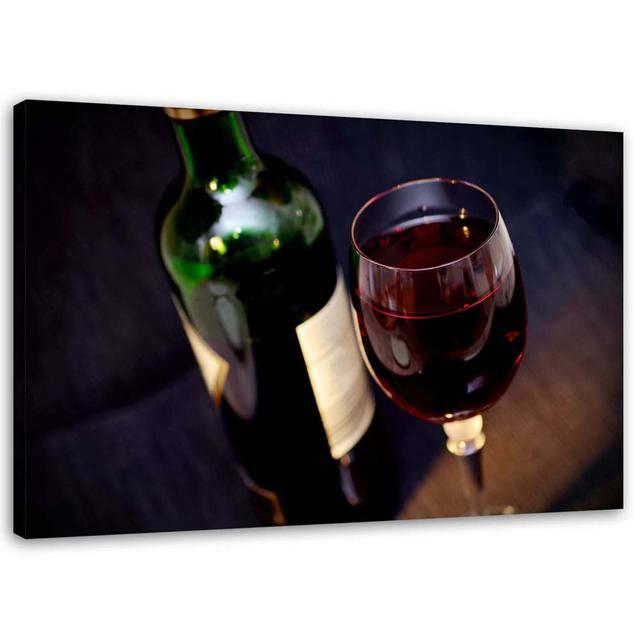 Leinwandbild Red Wine Bottle Ebern Designs Größe: 80 cm H x 120 cm B x 2 cm T on Productcaster.