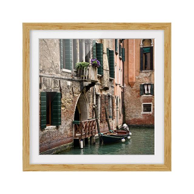 Parking in Venice - Picture Frame Photograph Print on Paper East Urban Home Size: 70cm H x 70cm W, Frame Options: Natural oak on Productcaster.