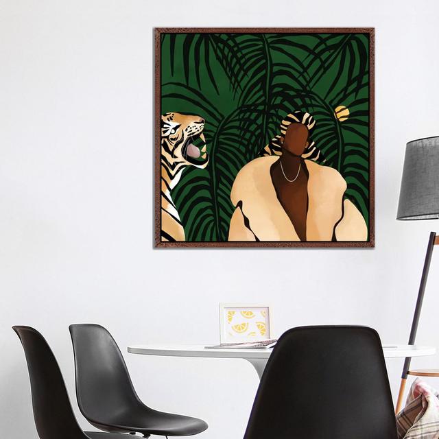 In the Wild (Green) by Bria Nicole - Graphic Art Print on Canvas 17 Stories Format: Classic Brown Wood Framed, Size: 93.98cm H x 93.98cm W x 3.81cm D on Productcaster.