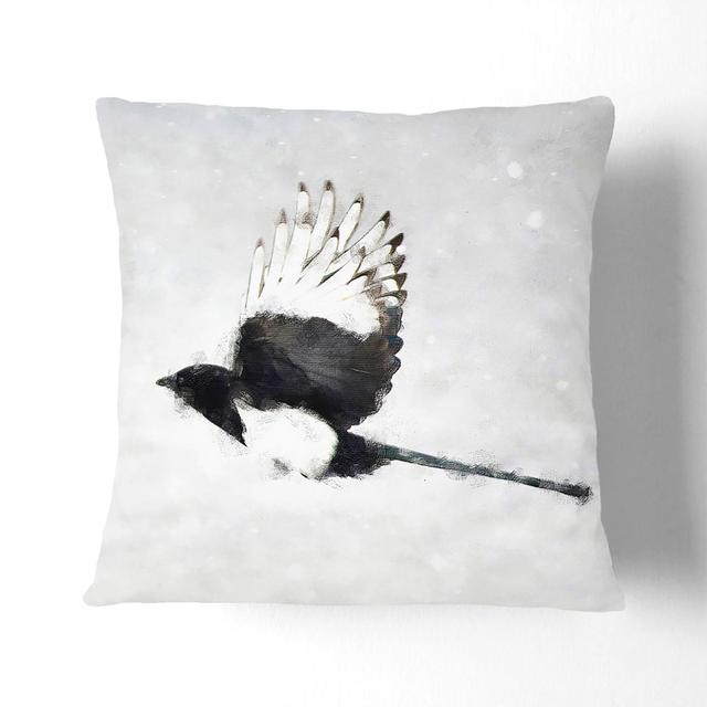 Magpie in Flight Painting Cushion with Filling East Urban Home Size: 40cm H x 40cm W x 15cm D, Backing Colour: White on Productcaster.