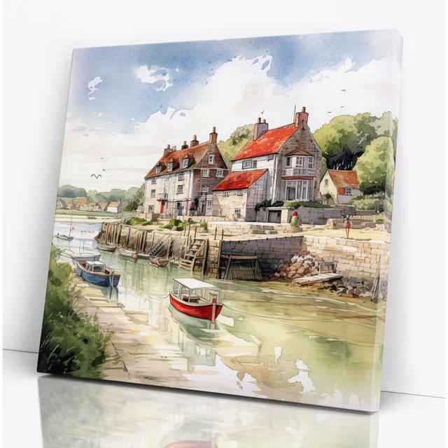 Harbour Coastal Scenic Square Canvas Print - Wrapped Canvas Art Prints Breakwater Bay on Productcaster.