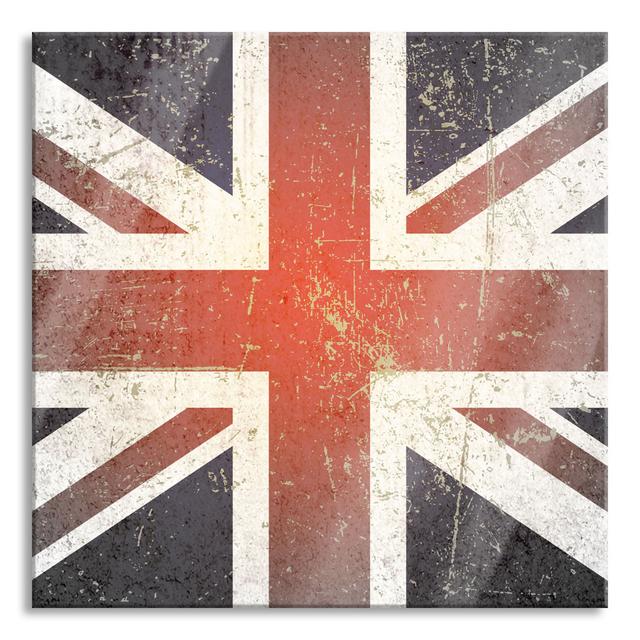 Glasbild British Union Jack Sommerallee Größe: 40 cm H x 40 cm B x 0,4 cm T on Productcaster.