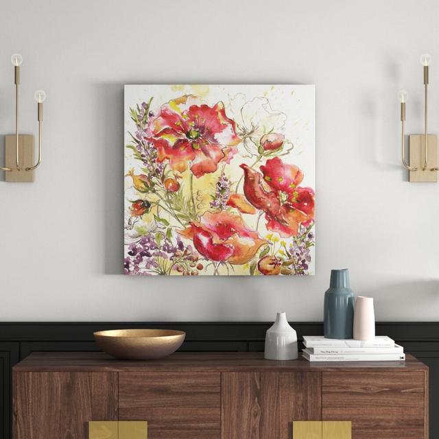 'Poppy Meadow II' by Tre Sorelle Studios Watercolour Painting Print on Wrapped Canvas East Urban Home Size: 60.96cm H x 60.96cm W on Productcaster.