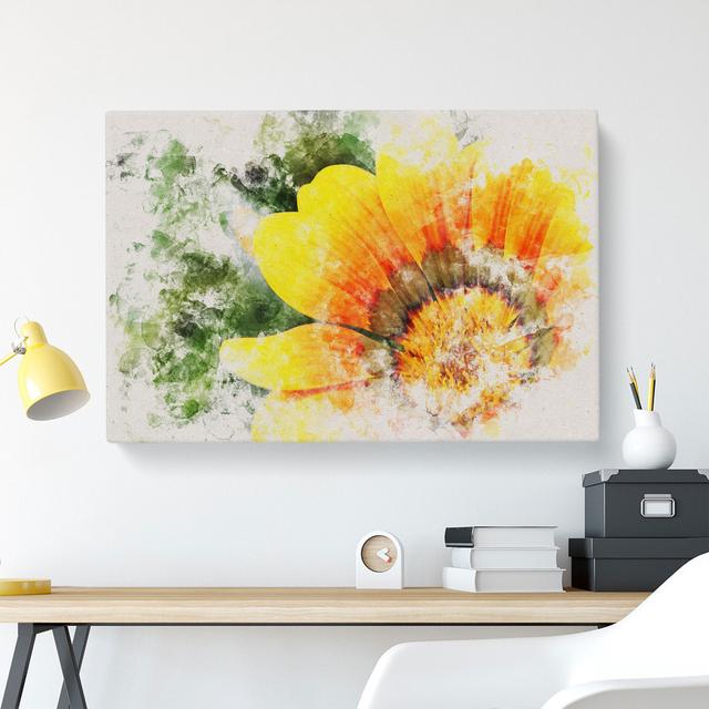 Bright Yellow Flower - Wrapped Canvas Painting East Urban Home Size: 35cm H x 50cm W x 3cm D on Productcaster.