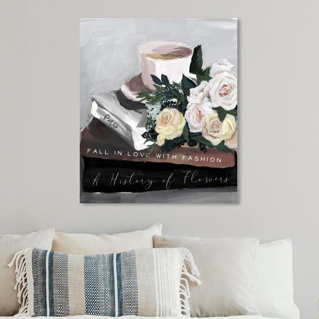 Flowers Coffee And Books - Wrapped Canvas Print East Urban Home Size: 61 cm H x 50.8 cm W x 3.8 cm D on Productcaster.