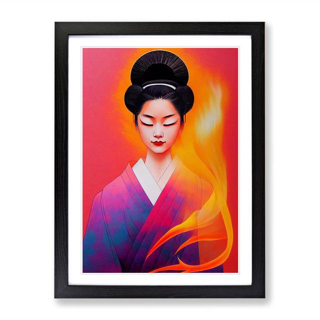 Geisha Flames - Picture Frame Painting World Menagerie Frame Colour: Black, Size: 46cm H x 34cm W x 2cm D on Productcaster.