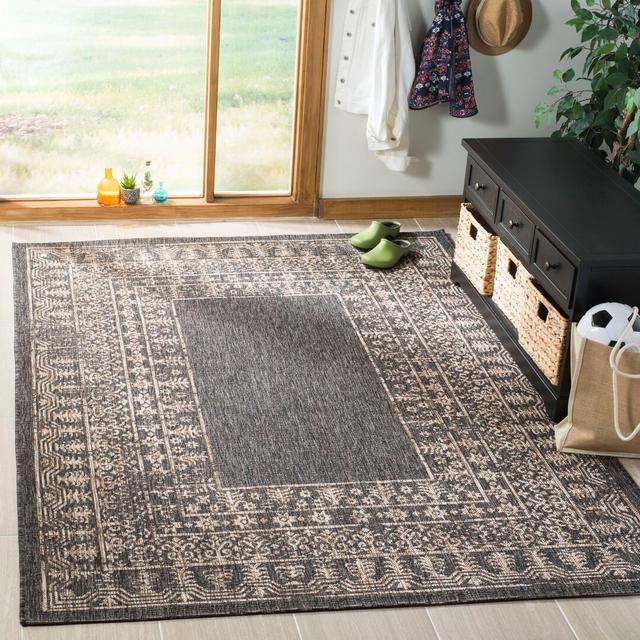 Mccoy Hooked Black/Beige Indoor/Outdoor Rug Bloomsbury Market Rug Size: Rectangle 243 x 335cm on Productcaster.