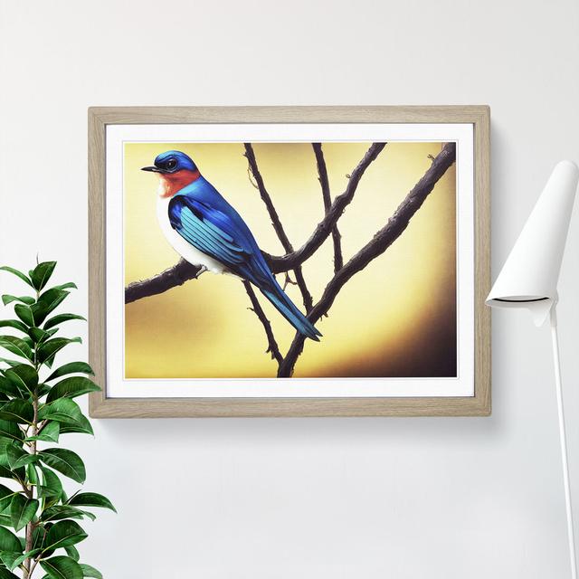 Precious Swallow Bird - Picture Frame Graphic Art Marlow Home Co. Size: 25cm H x 34cm W x 2cm D, Frame Colour: Oak Framed on Productcaster.