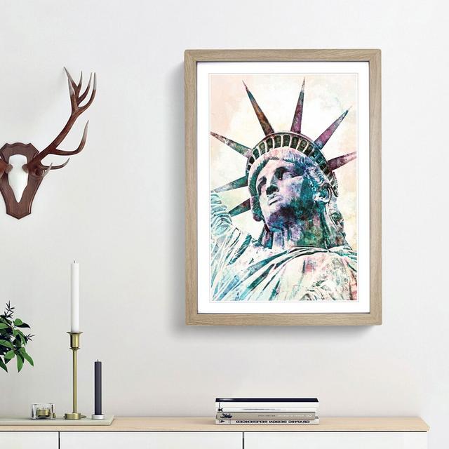 Statue of Liberty - Picture Frame Painting Print East Urban Home Size: 36cm H x 27cm W x 2cm D, Frame Option: Oak Framed on Productcaster.