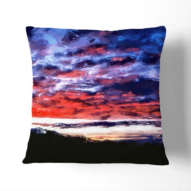 Fire Sky Above the Mountain in Abstract Cushion with Filling East Urban Home Size: 55cm H x 55cm W x 20cm D, Backing Colour: Black on Productcaster.