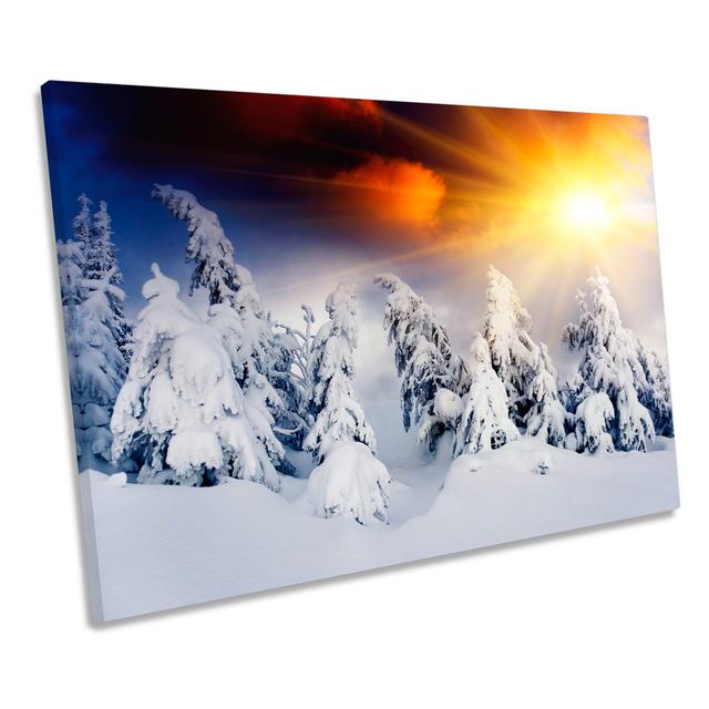 Sunset Winter Mountains Snow CANVAS WALL ART Print Picture Union Rustic Size: 50.8cm H x 76.2cm W x 2cm D on Productcaster.