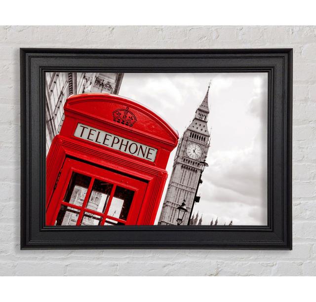 Big Ben Phone Box - Single Picture Frame Print Ebern Designs Size: 21cm H x 29.7cm W x 8cm D, Format: Galway Black Framed Paper on Productcaster.