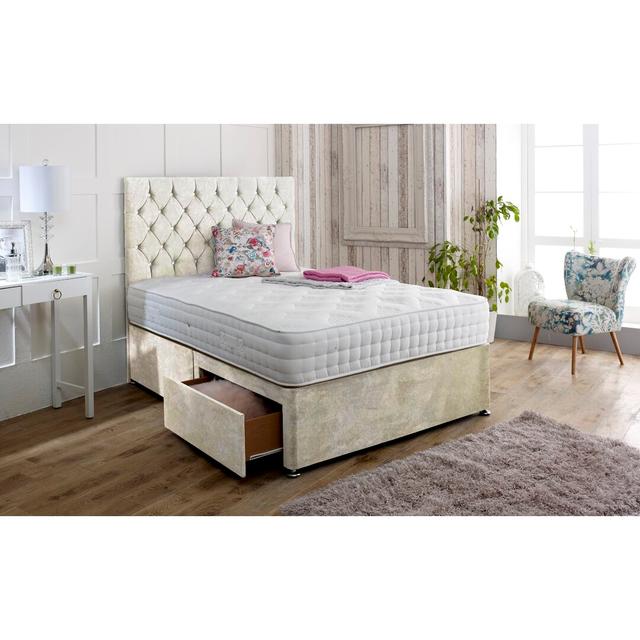 Auburn Divan Bed Set Rosdorf Park Colour: Champagne, Storage Type: No Drawer, Size: Kingsize (5') on Productcaster.