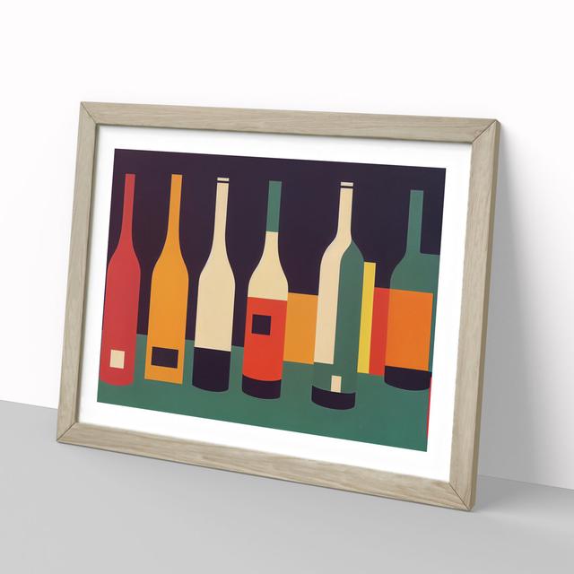 Retro Wine Bottle Vol.3 - Picture Frame Painting 17 Stories Size: 34cm H x 46cm W x 2cm D, Frame Colour: Oak Framed on Productcaster.