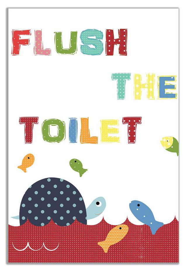 Kids Bathroom Art Flush The Toilet Canvas Wall Art Picture Print For Home Decor Panther Print Size: 31cm H x 20cm W on Productcaster.