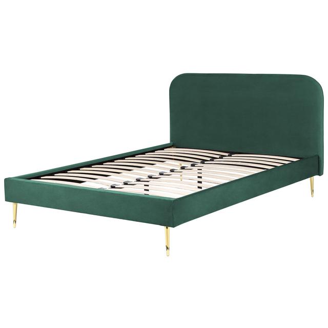 Glaser Upholstered Bed Frame Corrigan Studio Size: Double (4'6), Colour: Green on Productcaster.