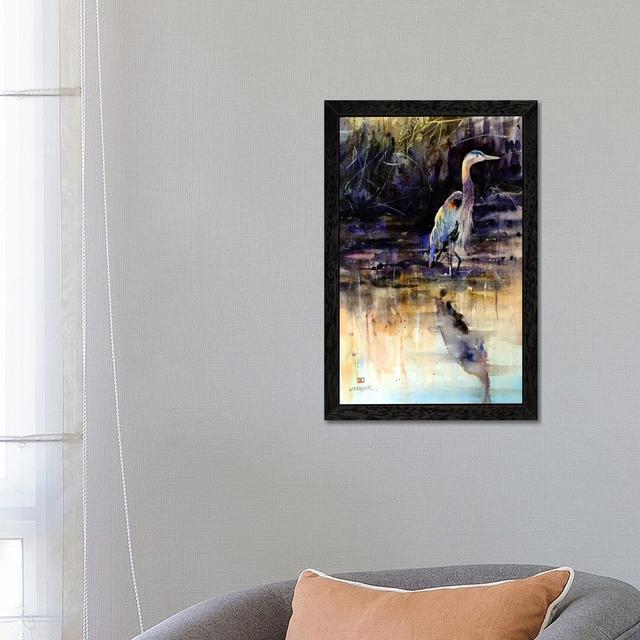 'Heron' by Dean Crouser - Floater Frame Painting Print on Canvas Highland Dunes Frame Option: Black on Productcaster.