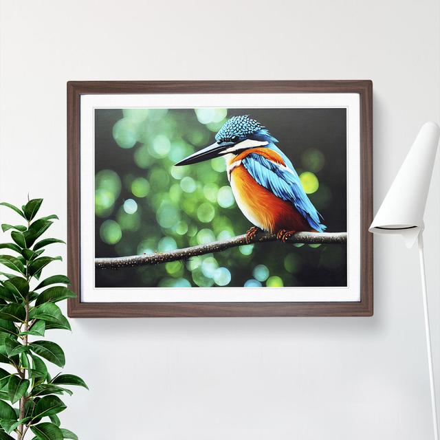 Flashy Kingfisher Bird - Picture Frame Graphic Art ClassicLiving Size: 25cm H x 34cm W x 2cm D, Frame Colour: Walnut Framed on Productcaster.