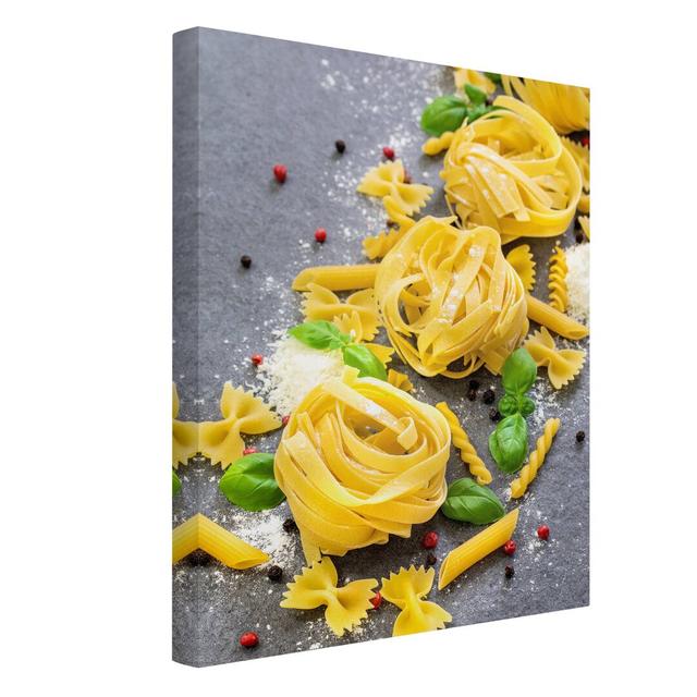 Pasta Mix with Basil - Wrapped Canvas Graphic Art Ebern Designs Size: 40cm H x 30cm W on Productcaster.