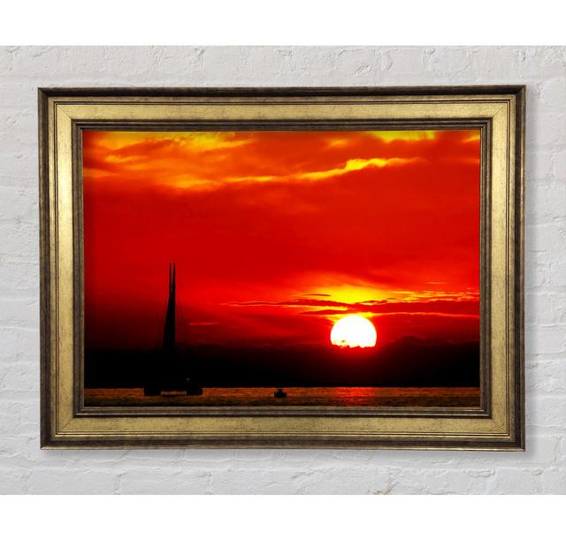 Sailing Into The Red Sunset - Single Picture Frame Art Prints Bright Star Size: 100cm H x 141.4cm W x 8cm D on Productcaster.