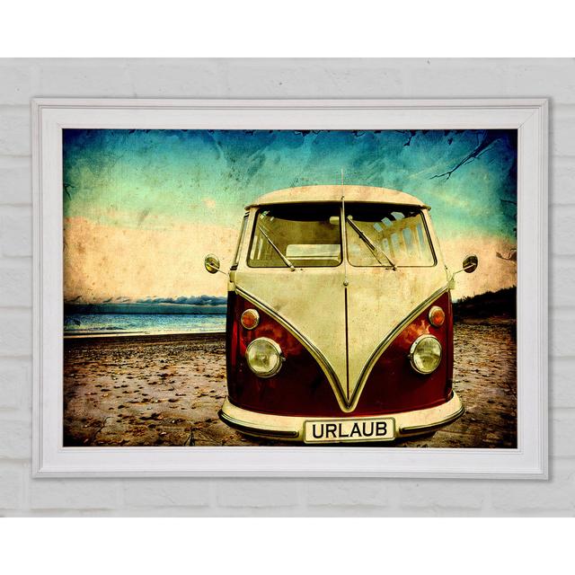 VW Camper Van At The Beach Framed Print Highland Dunes Size: 84.1cm H x 118.9cm W x 1.5cm D on Productcaster.