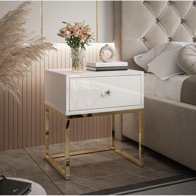 Alyxa Bedside Table Canora Grey Colour: Gold/White on Productcaster.