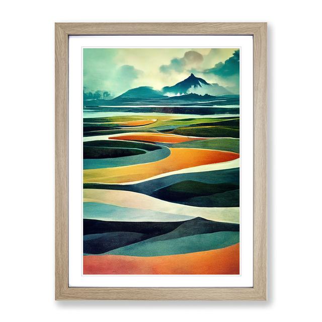 Mountain Landscape Abstract No.5 - Single Picture Frame Print Alpen Home Size: 46cm H x 34cm W x 2cm D, Frame Colour: Oak on Productcaster.