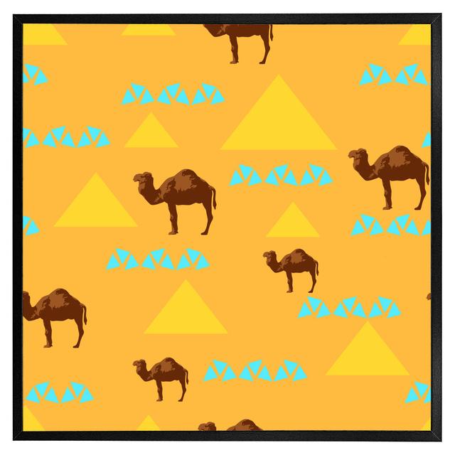 Motala Pattern With Camels - Single Picture Frame Print Natur Pur Format: Black Framed, Size: 41cm H x 41cm W x 4cm D on Productcaster.