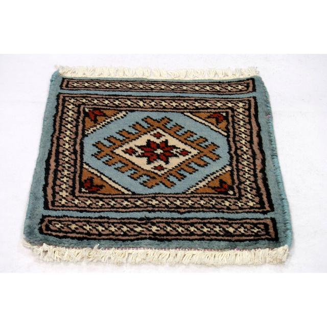 Handgefertigter Teppich Nevriye aus Wolle und Baumwolle in Braun/Blau/Beige Bloomsbury Market on Productcaster.