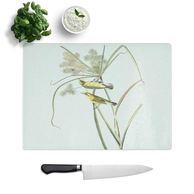 Tempered Glass Prairie Warbler Birds by John James Audubon Chopping Board East Urban Home Size: 39 cm W x 28.5 cm L on Productcaster.