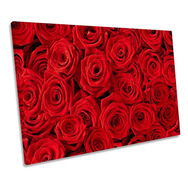 Red Rose Flowers Floral - Wrapped Canvas Art Prints Canora Grey Size: 40.6cm H x 61cm W on Productcaster.