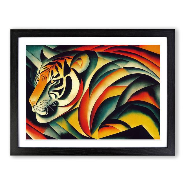 Abstract Tiger Painting - Picture Frame Graphic Art Latitude Vive Size: 46cm H x 64cm W x 2cm D, Frame Colour: Black Framed on Productcaster.