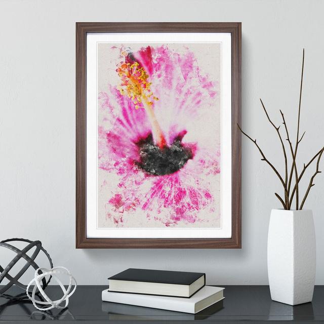 A Pink Flower Watercolour - Picture Frame Graphic Art East Urban Home Frame Option: Walnut, Size: 65cm H x 48cm W x 2cm D on Productcaster.