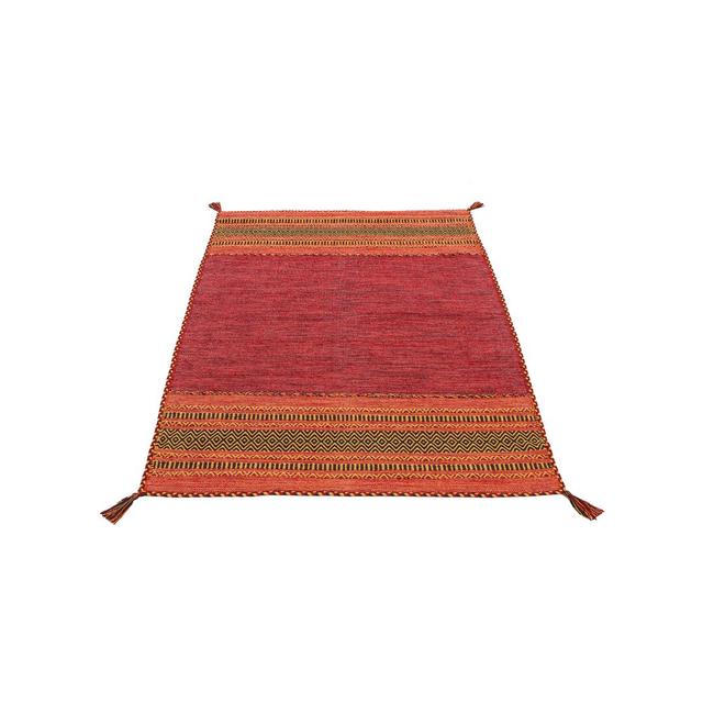 Azizi Striped Hand Woven Cotton Red Rug Carpetfine Rug Size: Rectangle 160 x 230cm on Productcaster.