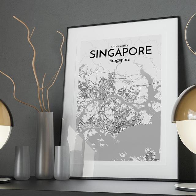 Singapore City Map in Tones Graphic Art Print on Paper Borough Wharf Size: 36cm H x 24cm W x 0.05cm D on Productcaster.