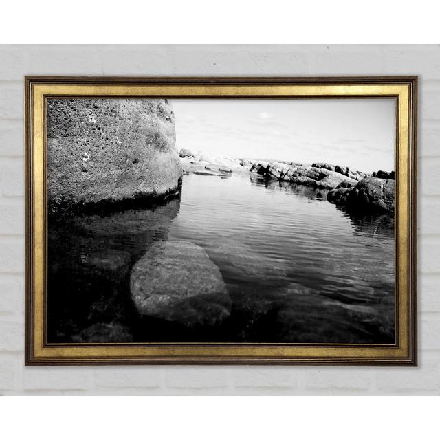 Ocean Rock Bay B N W Framed Print Highland Dunes Size: 29.7cm H x 42cm W x 1.5cm D on Productcaster.