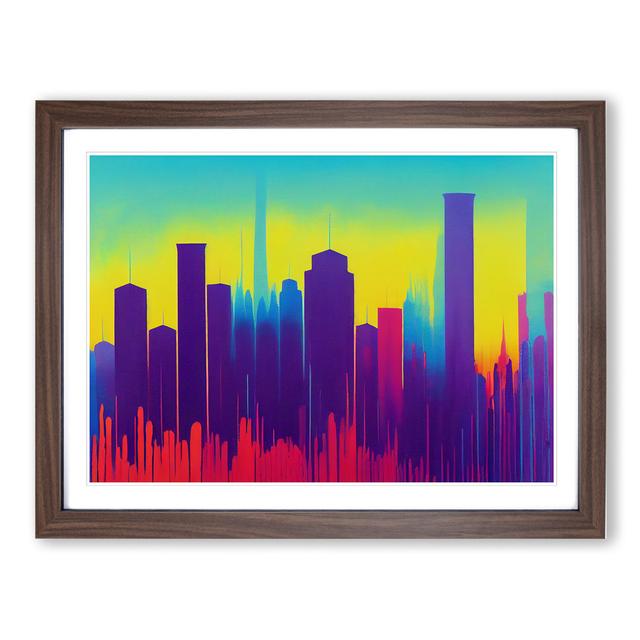 Splashed Skyscraper Skyline Vol.2 Abstract - Picture Frame Graphic Art 17 Stories Size: 34cm H x 46cm W x 2cm D, Frame Colour: Walnut on Productcaster.