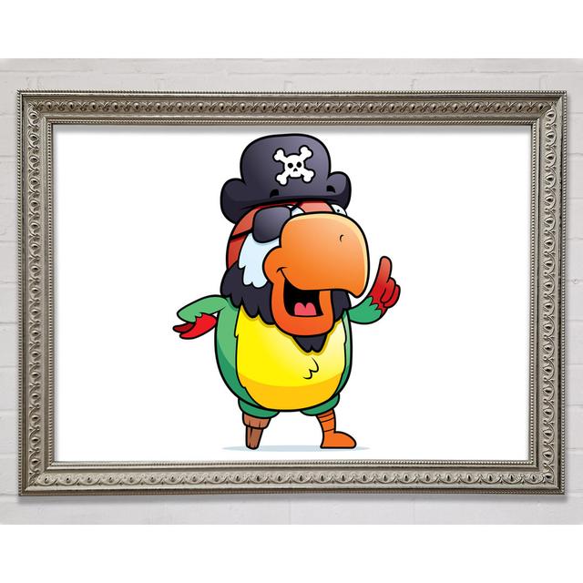 Pirate Parrot Eyepatch Silver Framed Print Happy Larry Colour: Silver, Size: 42cm H x 59.7cm W x 3cm D on Productcaster.