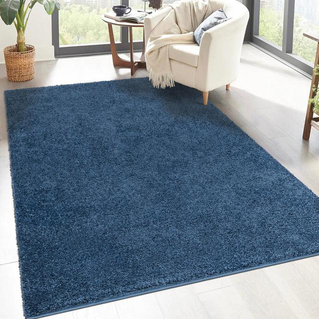 Teppich City Shaggy 500 Hochflor Einfarbig Uni Blau Weich Flauschig Wohnzimmer Appalachia Ebern Designs Teppichgröße: Quadratisch 150 cm on Productcaster.