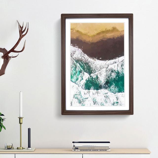 Gold Beach - Picture Frame Graphic Art Print East Urban Home Size: 65cm H x 48cm W x 2cm D, Frame Option: Walnut Framed on Productcaster.