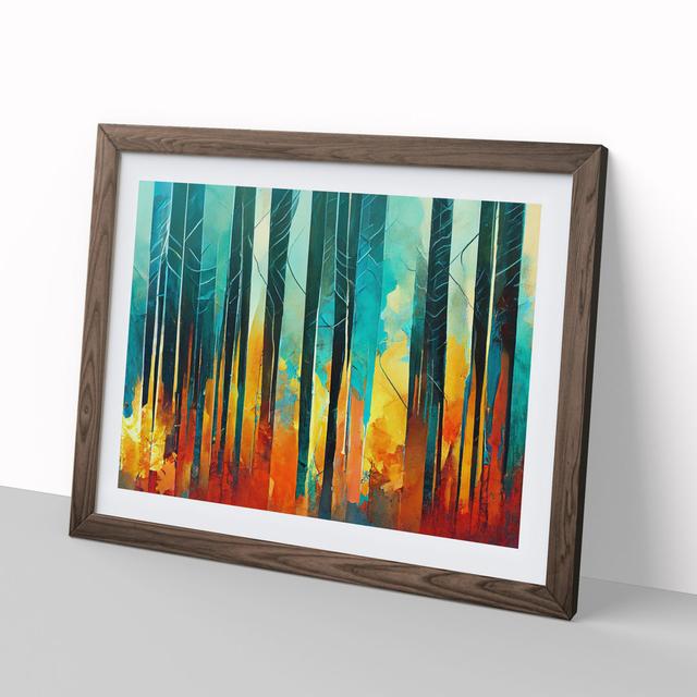 Abstract Forest Striped Vol.4 - Picture Frame Painting Alpen Home Size: 34cm H x 46cm W x 2cm D, Frame Colour: Walnut on Productcaster.