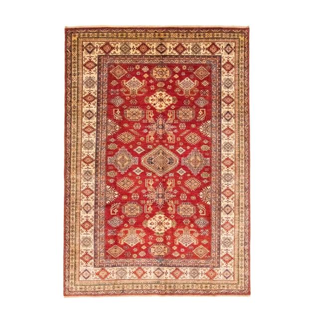 Zak Geometric Handmade Hand-Knotted Rectangle: 300' X 206' Red Area Rug Bloomsbury Market on Productcaster.