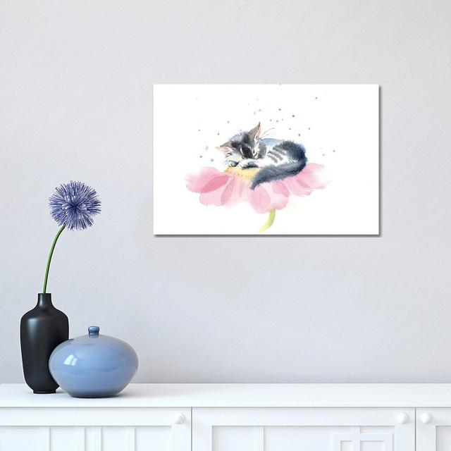 Kitten On A Flower IV - Wrapped Canvas Gallery-Wrapped Canvas Giclée ClassicLiving Size: 30.48cm H x 45.72cm W x 1.91cm D on Productcaster.