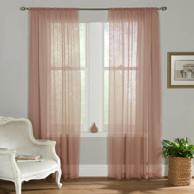 Alayjiah Sheer Slot Top Panel Pair 17 Stories Curtain Colour: Blush Pink, Panel Size: 149" W x 122" L on Productcaster.