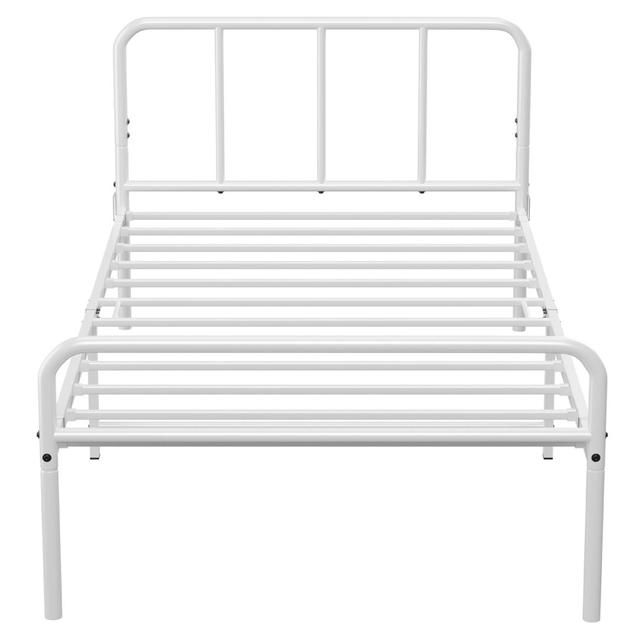 Charlesworth Modern Metal Bed Frame with Headboard & Centred Support Latitude Run Colour: White, Size: Single (3') on Productcaster.