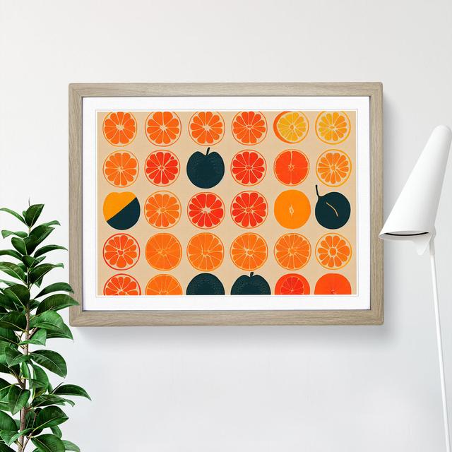 Retro Orange Fruit Slices - Picture Frame Painting 17 Stories Size: 34cm H x 46cm W x 2cm D, Frame Colour: Oak Framed on Productcaster.