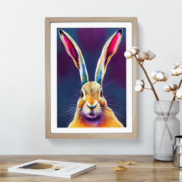 Colourful Hare No.2 - Picture Frame Graphic Art Brambly Cottage Size: 34cm H x 25cm W, Frame Colour: Beige on Productcaster.